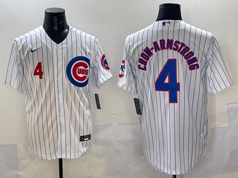 Men Chicago Cubs #4 Crow-Armstrong White Stripe Game 2025 Nike MLB Jersey style 3->chicago cubs->MLB Jersey